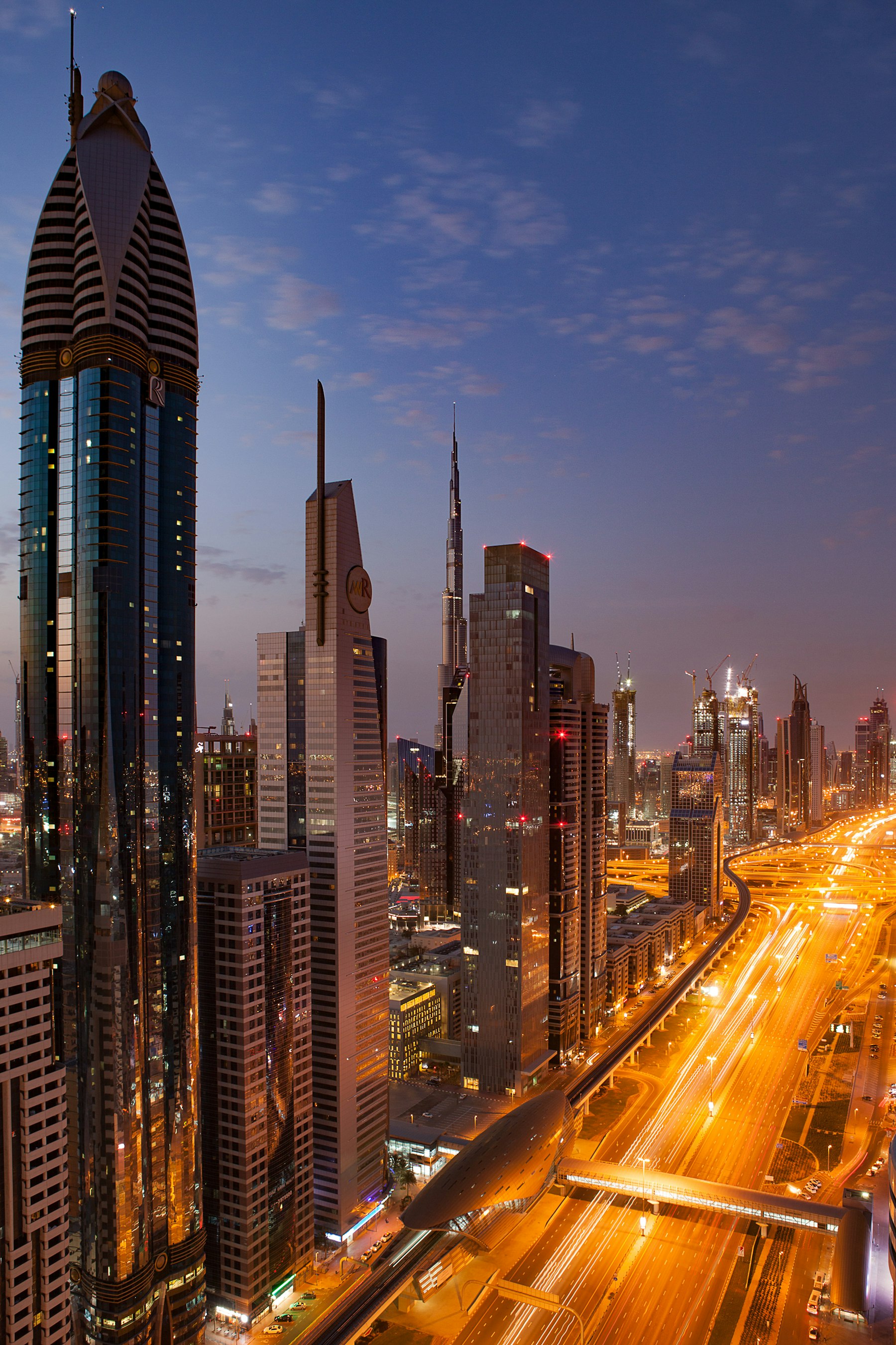 Dubai skyline at dusk — contact Novus Studios, exhibition stall design and fabrication studio UAE
