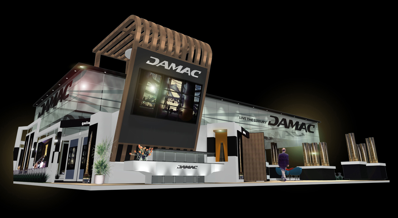 DAMAC double-decker exhibition stall 3D design by Novus Studios